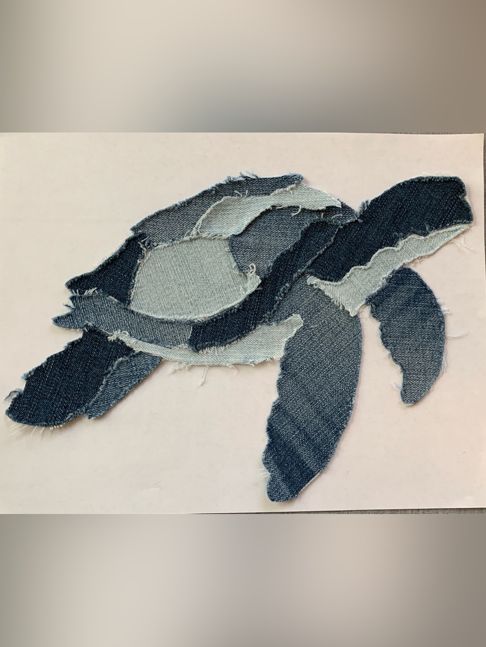 Sea Turtle Patchwork Hand Cut Handmade Denim Design Iron-On For Shirt Canvas Bag